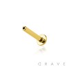 10PCS OF 316L SURGICAL STEEL GOLD PLATED 4MM FLAT DISK THREADLESS PUSH IN LABRET BAR 10PCS OF 316L SURGICAL STEEL GOLD PLATED 4MM FLAT DISK THREADLESS PUSH IN LABRET BAR